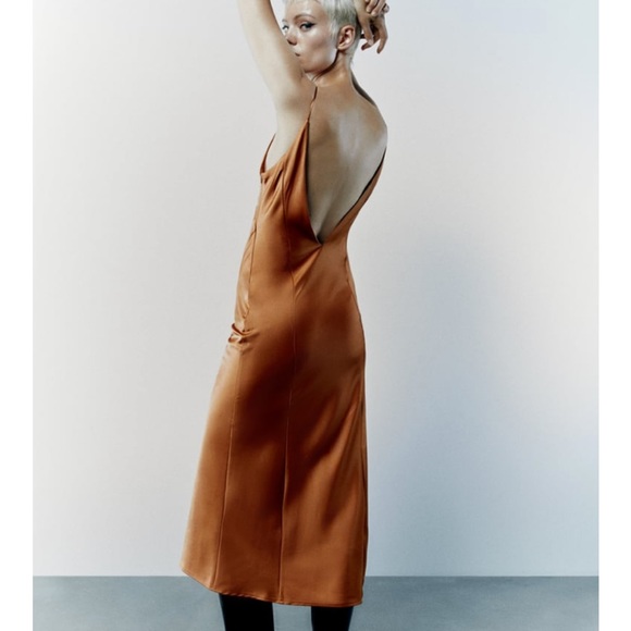 sachin and babi light blue dress Long Zara Satin Dress Zara Brown Slip Dress Zara Dresses Zara Long Satin  Dress In Bronze